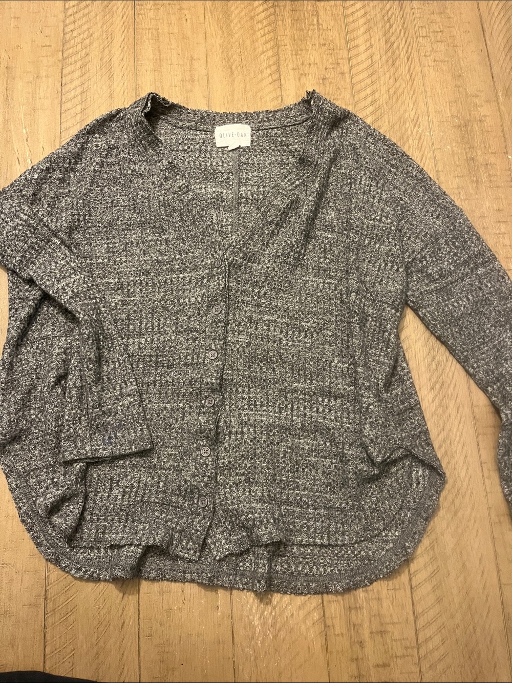 Olive & Oak Heather Gray Button-Front Knit Cardigan